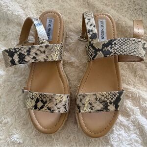 Steve Madden Beige and Black Snake Print Sandals